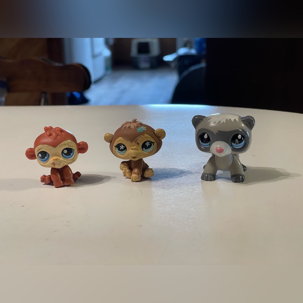 Littlest Pet Shop (LPS) Lot: Walkables Ferret & Monkey Duo